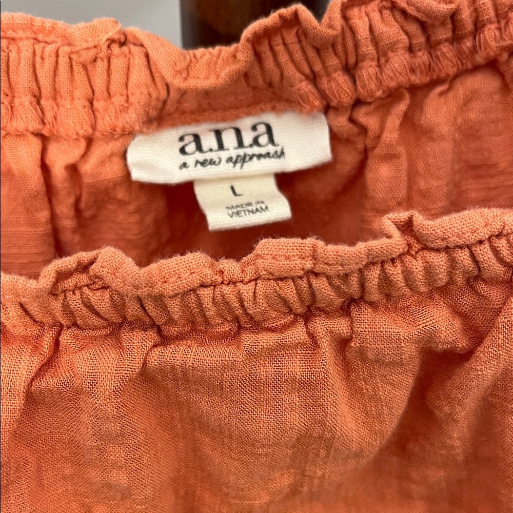 a.n.a Orange Ruffle Off-Shoulder Blouse - Picture 2 of 3